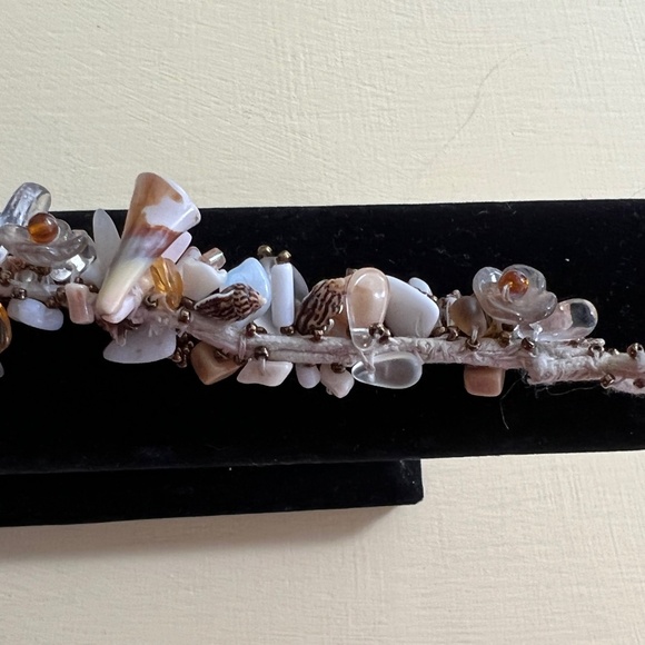 Shells & Beads 6 in Bracelet Handmade Button & Loop Closure Cotton - Picture 5 of 12